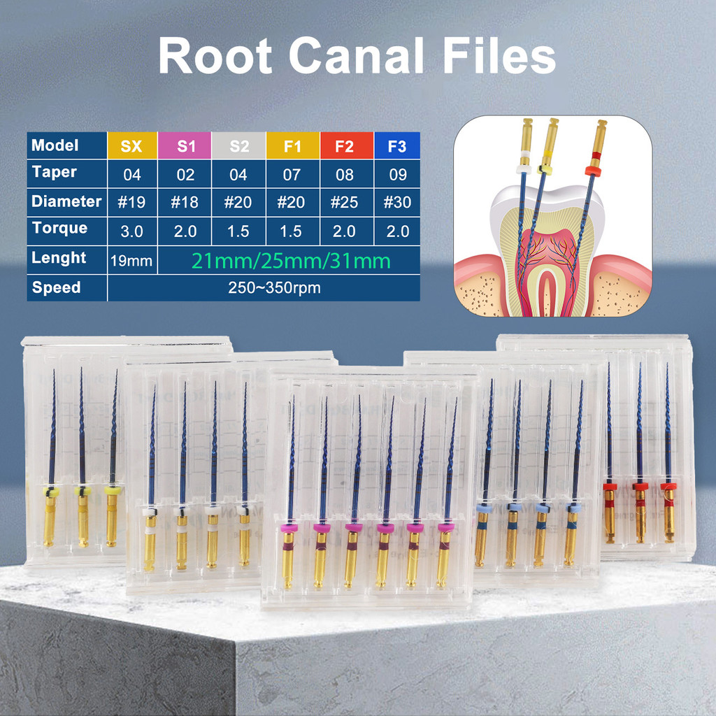 21/15/31mm Dental Root Canal File Gold Endo Rotary Super Files Golden ...