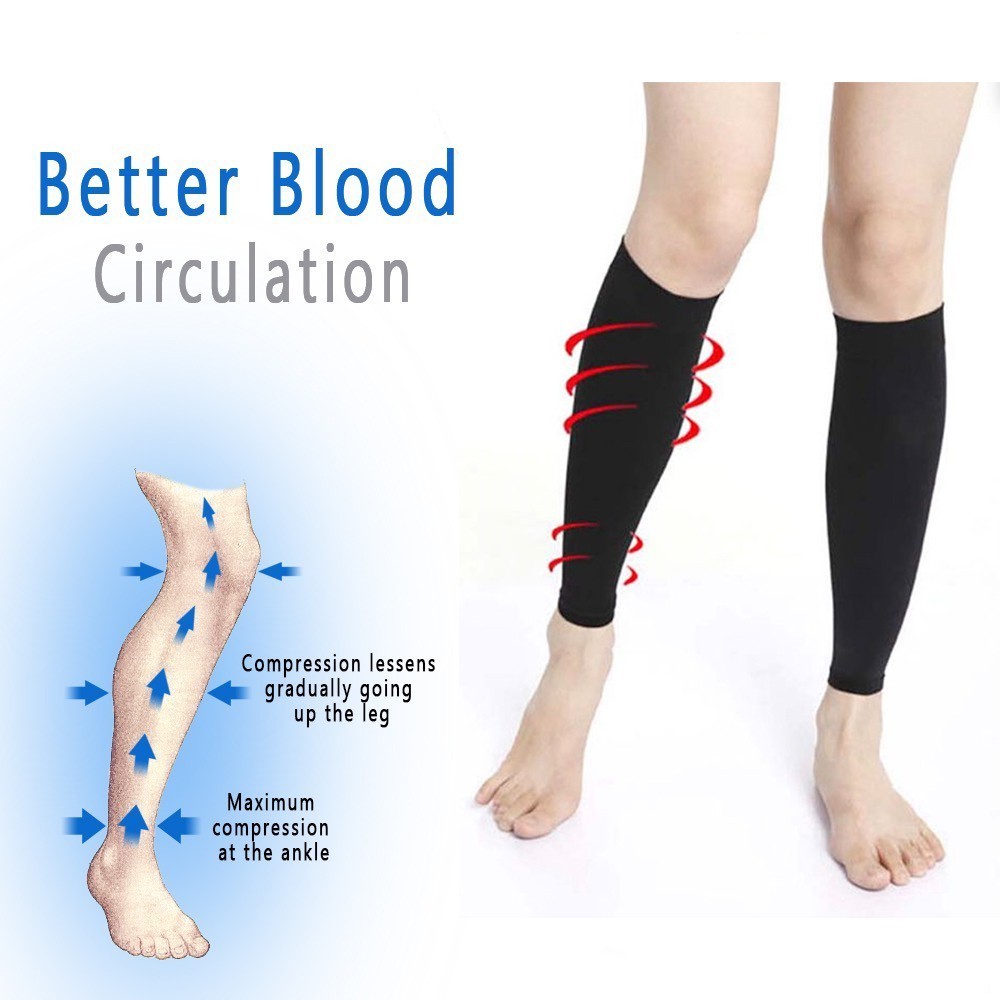 1 Pair Mid-calf Compression Stockings Sleeve Support Leg Shin Stocking ...