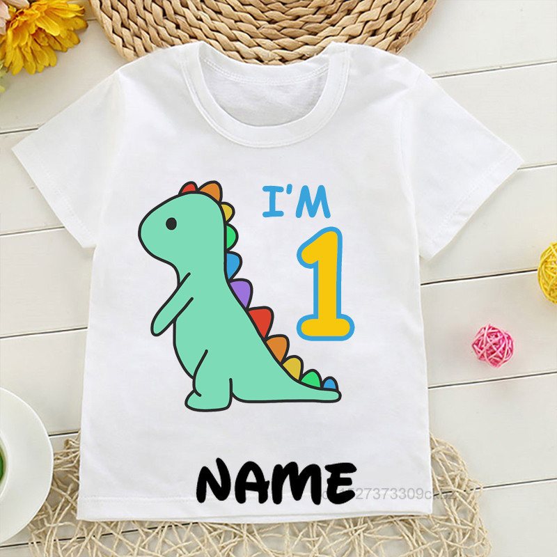 Custom Your Name for Free Kids T Shirt Rainbow Scaled Dino I’M 1-9 ...