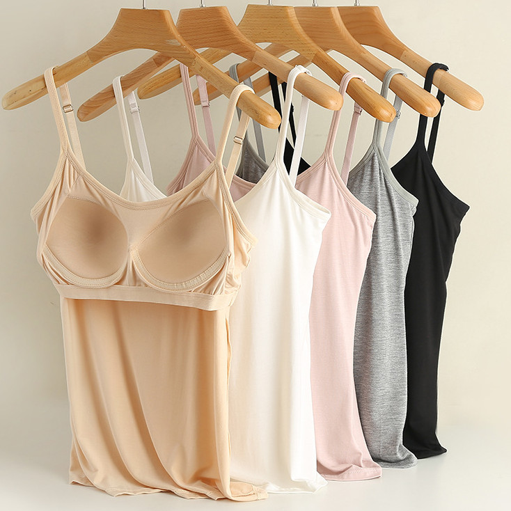 Bra Top Women Modal Camisole with Built in Bra Padded Female Fit Basic T Shirt Ladies Yoga Vest Pajamas Home Wear Shopee Singapore