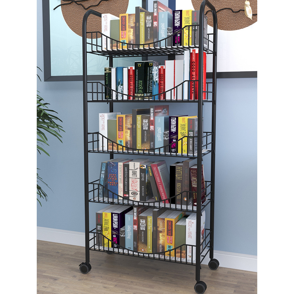 Bookshelf Storage Rack Floor-standing Simple Dormitory Mobile Trolley ...