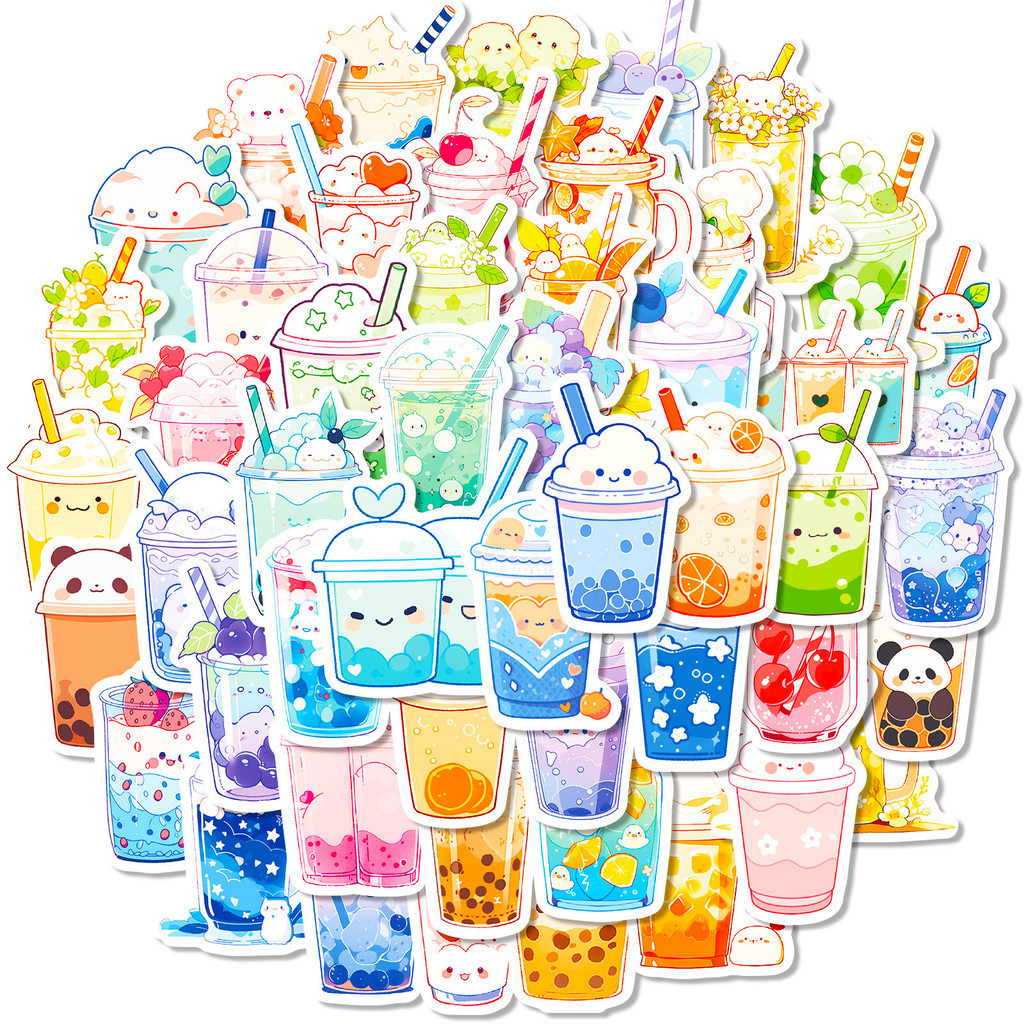 50Pcs/Set Bubble Tea Series 01 Stickers Fashion DIY Waterproof Decals ...