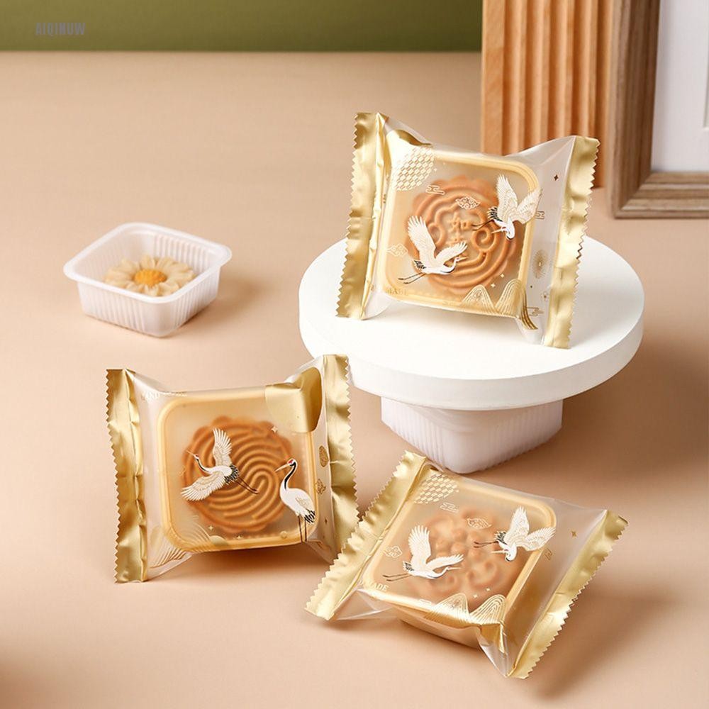 AIQINUW Moon Cake Bags Crane 100Pcs Hot Seal Bags Packaging Bag Pastry ...