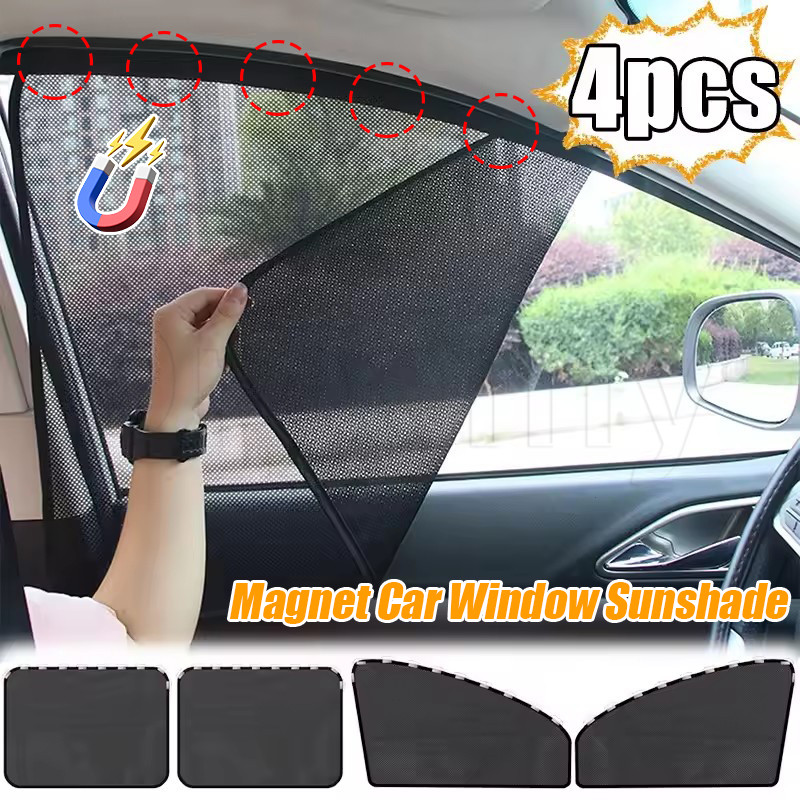 4 &times; Magnetic Car Side Front Rear Window Sun Shade Curtains Cover UV Shield USA E