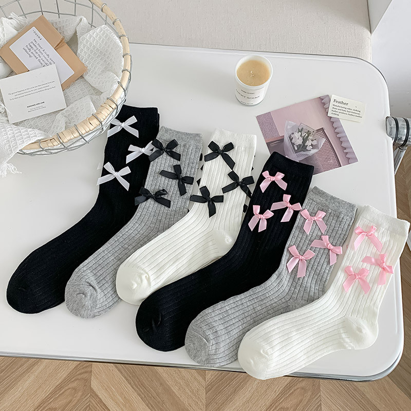 Lolita Women's Socks Spring Summer Japanese Style Preppy Style Black ...