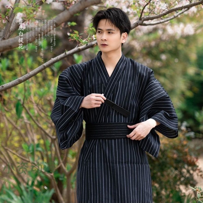 Japanese Men s Kimono Samurai Robe Bathrobe Summer Traditional Kimono Retro Formal Dress Script Secret Room Photo Japane Shopee Singapore