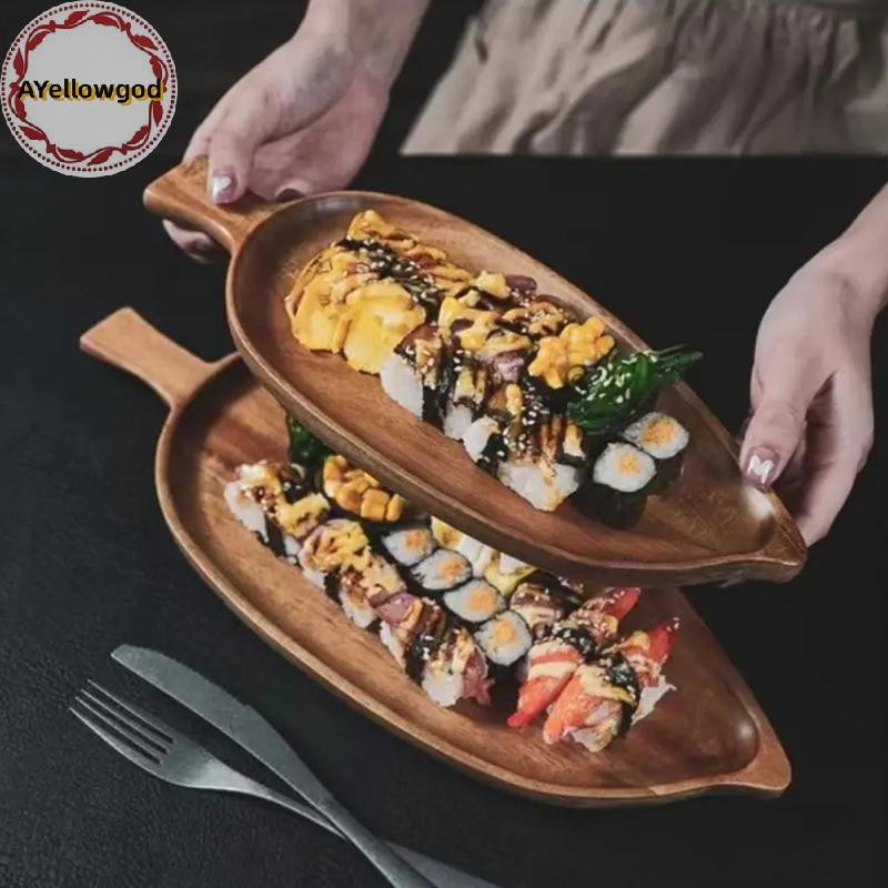 AYellowgod High Aesthetic Tray Wooden Leaf Shaped Afternoon Tea Tray ...