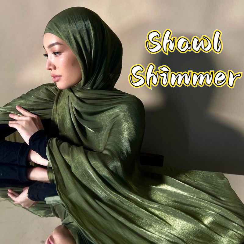 Ready Stock】Tudung Plain Fashion Shawl Shimmer Silk Viral Premium