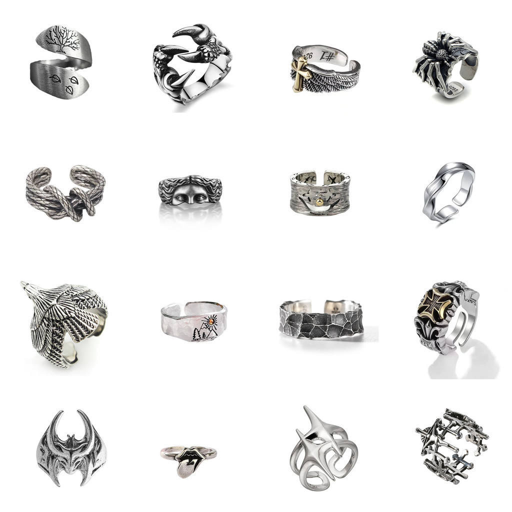 Creative Mask Clown Tongue Demon Angle Wings Opening Ring for Men ...