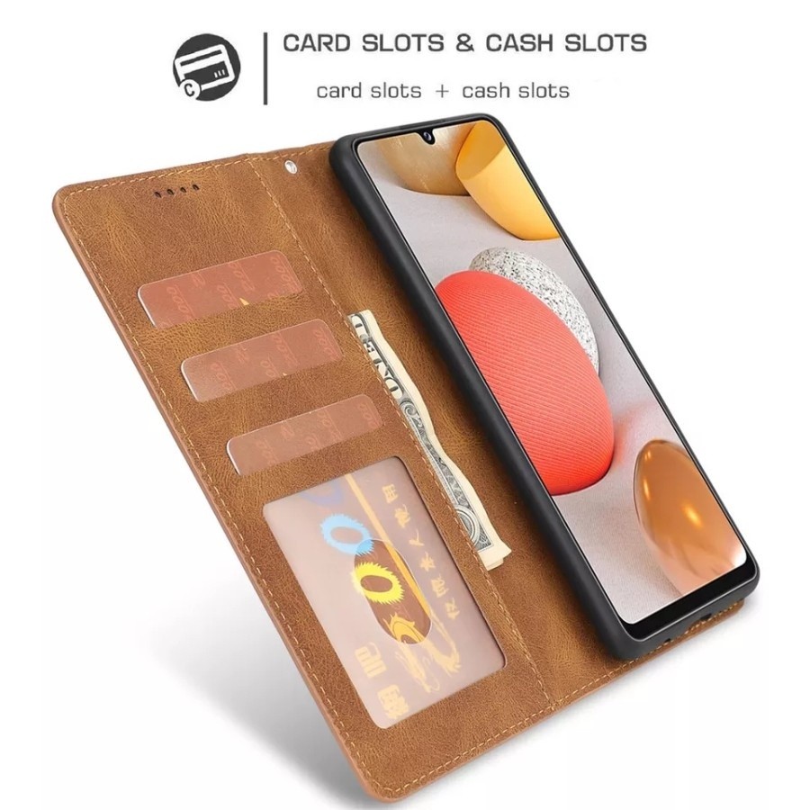 Leather Case Casing Kulit Flip Wallet Cover Case Flip Case XIAOMI REDMI 10C / XIAOMI POCO C40 - Gambar 4
