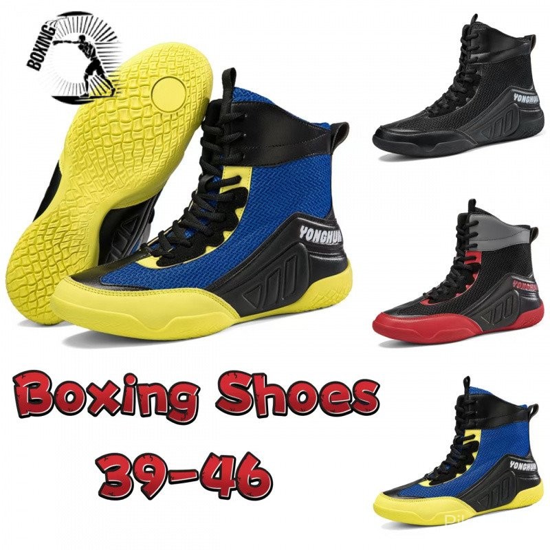 Scarpe Da Wrestling High Top Pro Per Uomo E Donna - Modello Nero E Argento (Taglia 38 2/3 EU). Ideali Per Boxe E Lotta Sul Tappeto