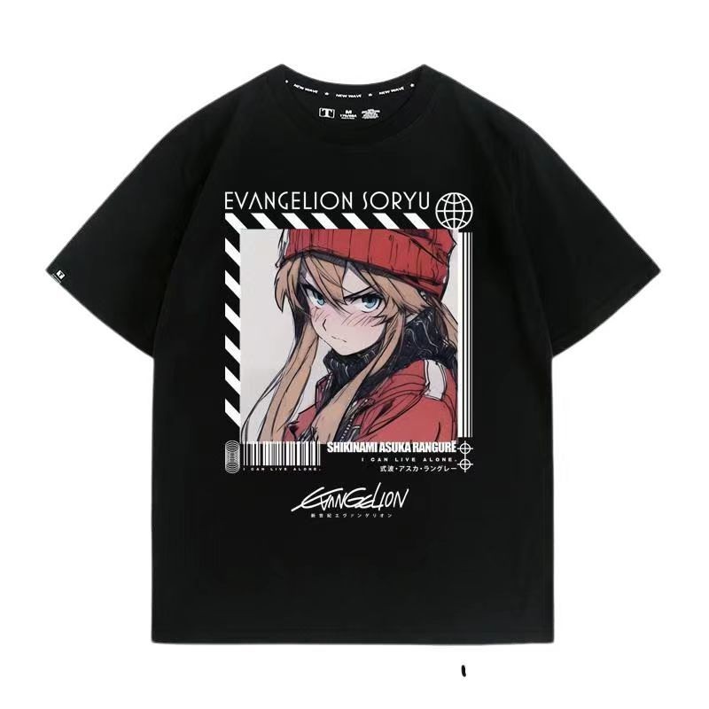 Eva Asuka T-Shirt Pure Cotton Street Wear Anime Merchandise Top Neon ...