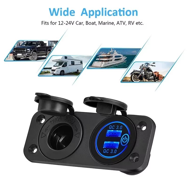 Rocketek Dual USB Socket Charger, Dual 4.8A USB Car Charger IP66...