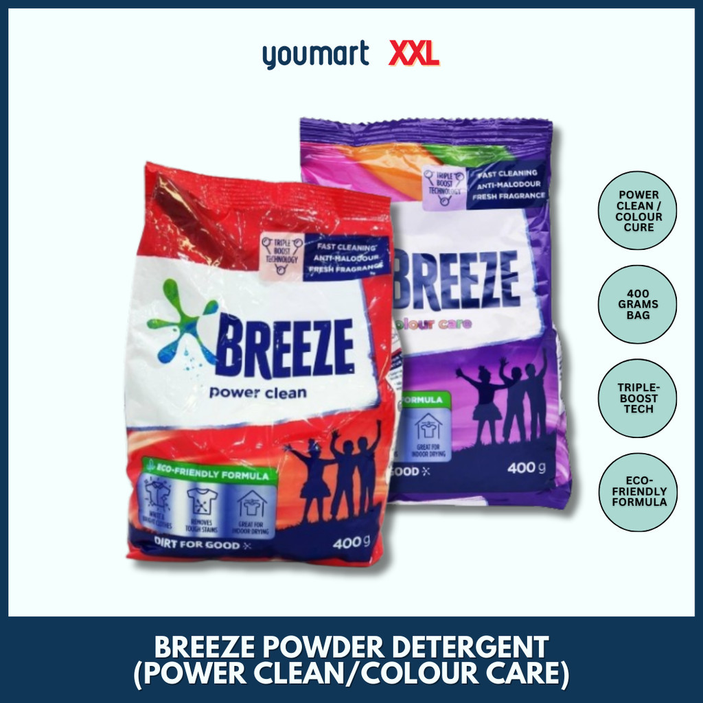 Breeze Powder Detergent Power Clean Colour Care By Xxl 3 Bags X