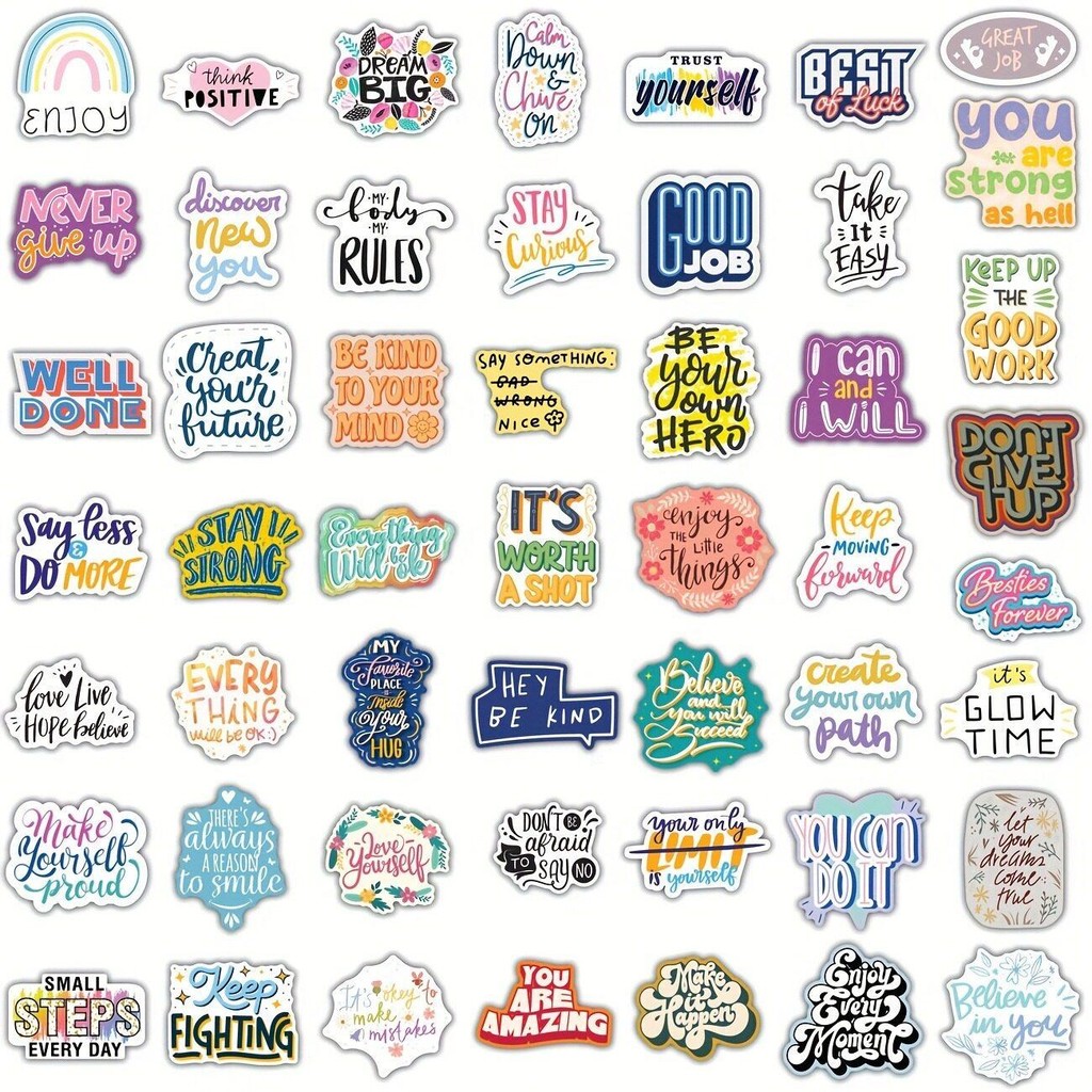 50pcs Inspirational Stickers Pack, Motivational for Water Bottle Vinyl ...