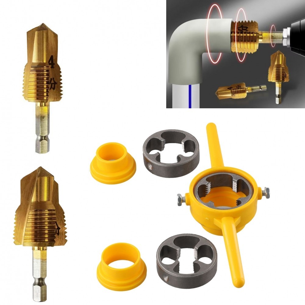 Complete Pipe Threading Solution with Stepped Drill Bits for PVC Pipes ...