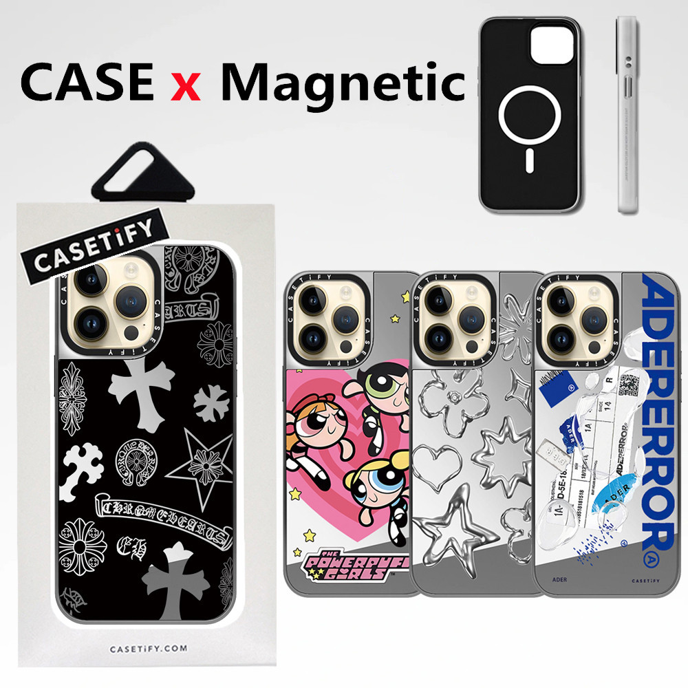 CASETiFY Electroplated Silver Border Mirror effect Magnetic phone case【 ADERERROR Chrome Hearts】For iPhone 15 14 13 12 Pro Max 14 15 Plus Liquid  metal graffiti with Box packi | Shopee Singapore