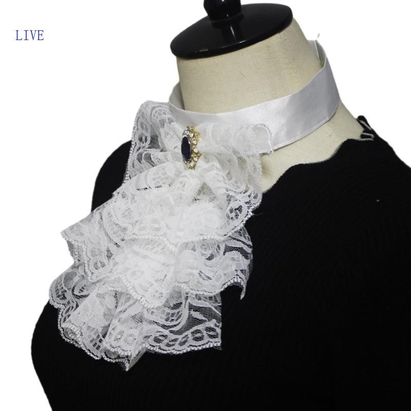 Best Victorian Ruffled Lace Faux Collar Shawl Tulle Clown Cosplay Neck ...