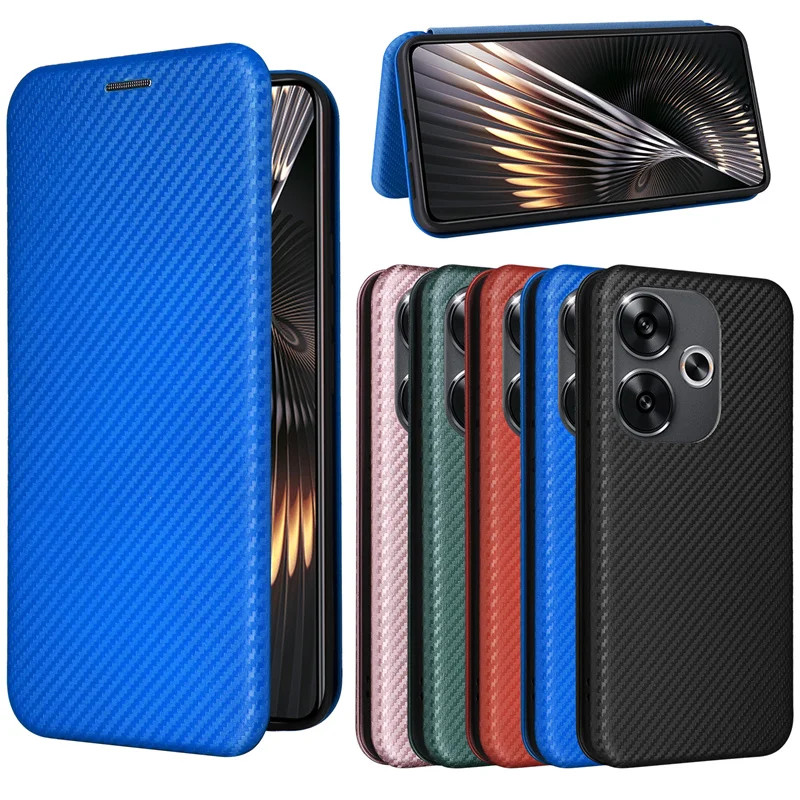 Poco F5 Pro Luxury Flip Ultra Thin Skin Carbon Fiber Magnetic ...