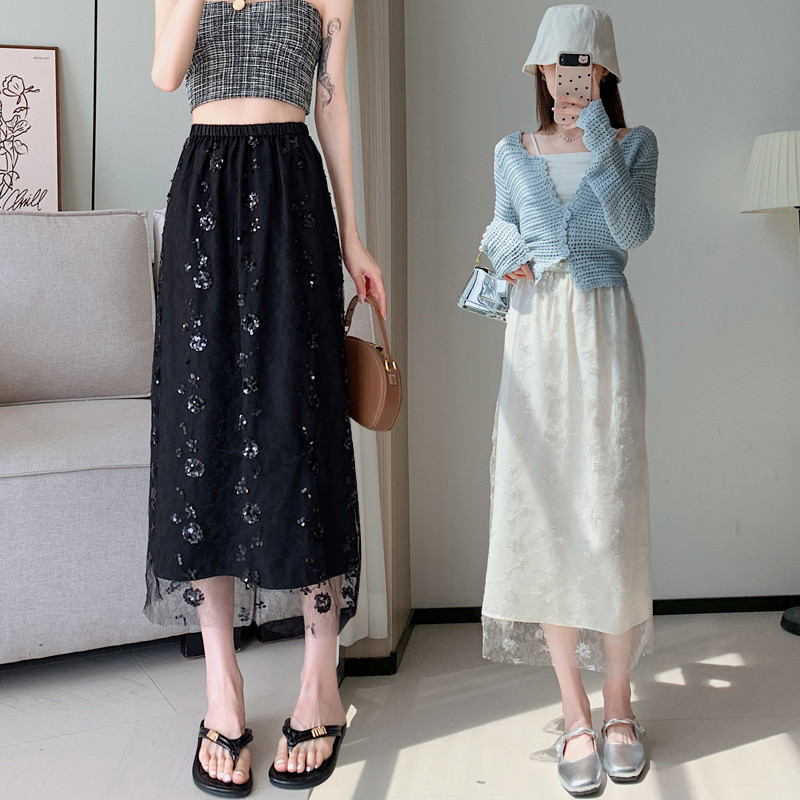 Mesh Double-Layer Skirt Women Summer 2024 New Style Korean Version High ...