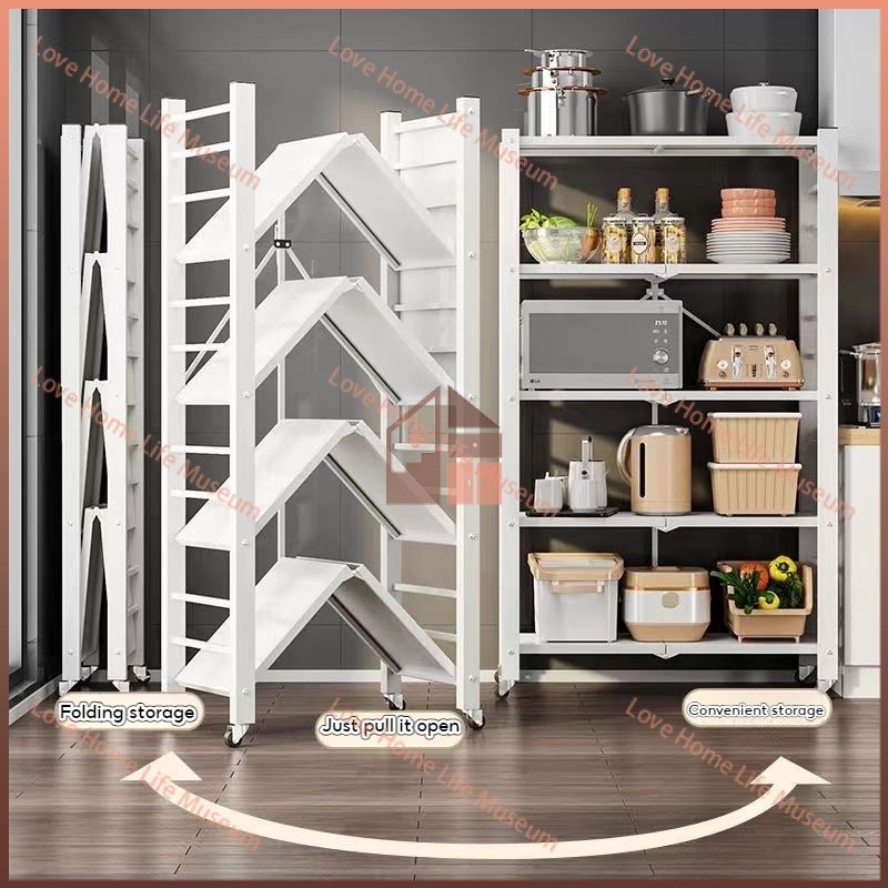 Foldable kitchen storage rack 3 / 4 / 5 foldable storage rack with ...