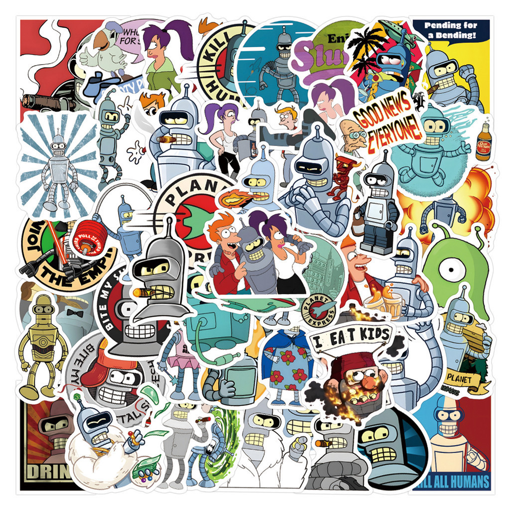 55 pcs Futurama Cartoon Series Waterproof PVC Stickers | Shopee Singapore