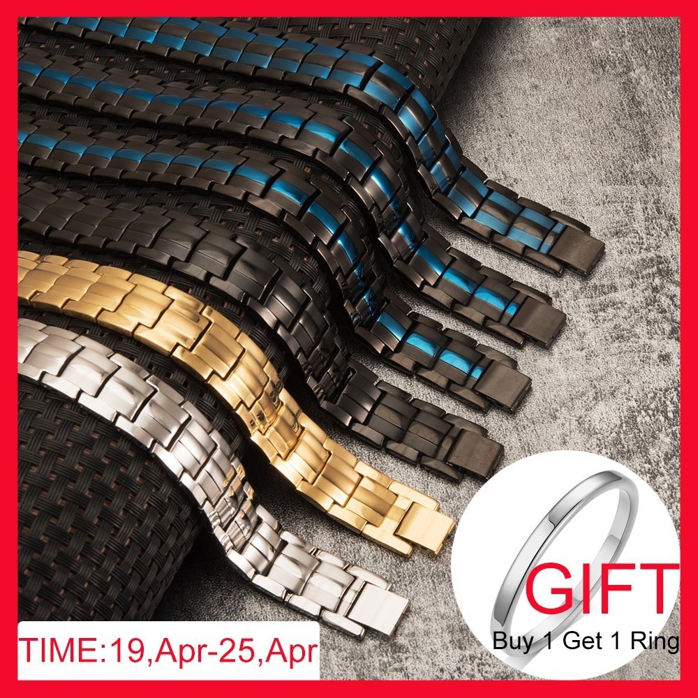 Vinterly Black Bracelet Men Hand Chain Waterproof Health Germanium ...