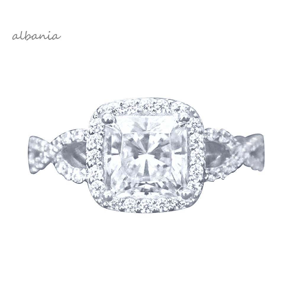 Luxury Women Princess Cut Cubic Zirconia Wedding Engagement Ring ...