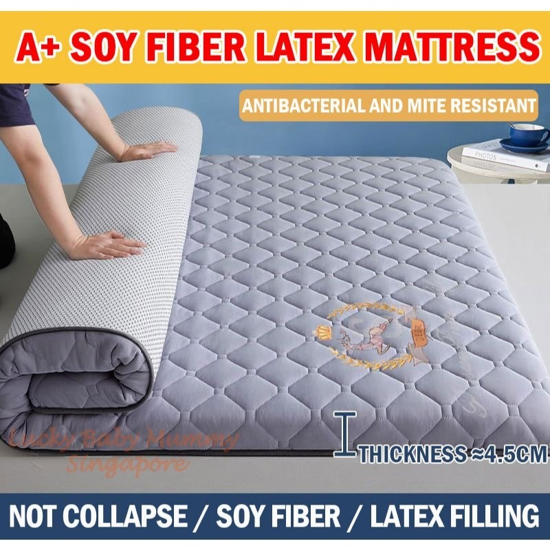 Soy Latex Fiber Mattress Memory Foam Cotton Single Queen King Foldable ...