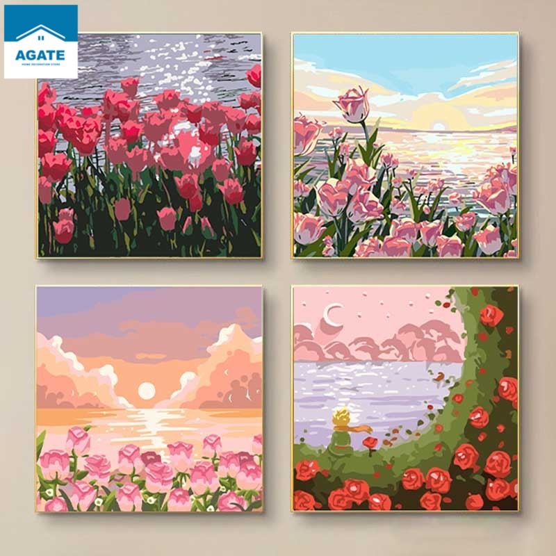 DIY Cartoon Digital Oil Paint 20x20cm Canvas Painting By Number With ...