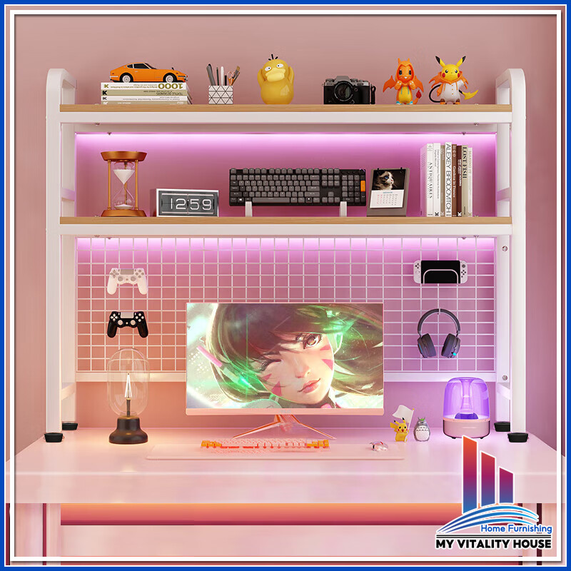 Desktop Shelf Computer Desk Organizer Storage Shelf Wall Pegboard Shelf ...