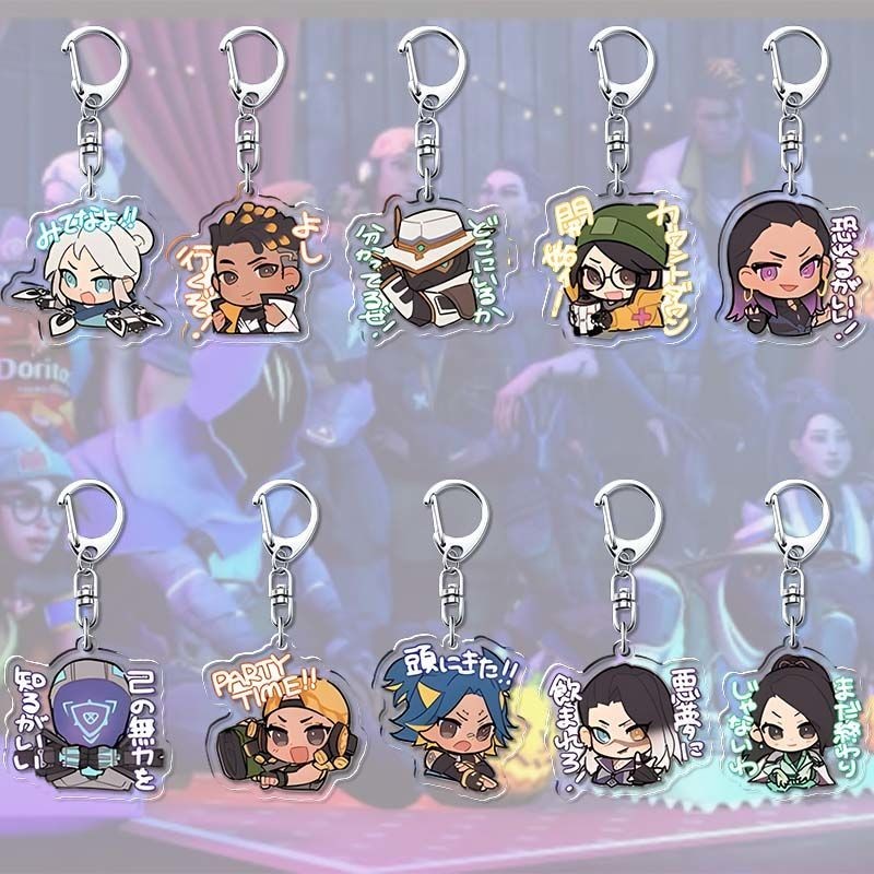 Valorant Meme Series Anime Keychain Women Phoenix Jett Raze Reyna Neon ...