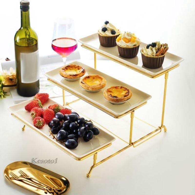 [Kesoto1] 3 Tier Serving Stand Porcelain Tiered Serving Tray Platters ...