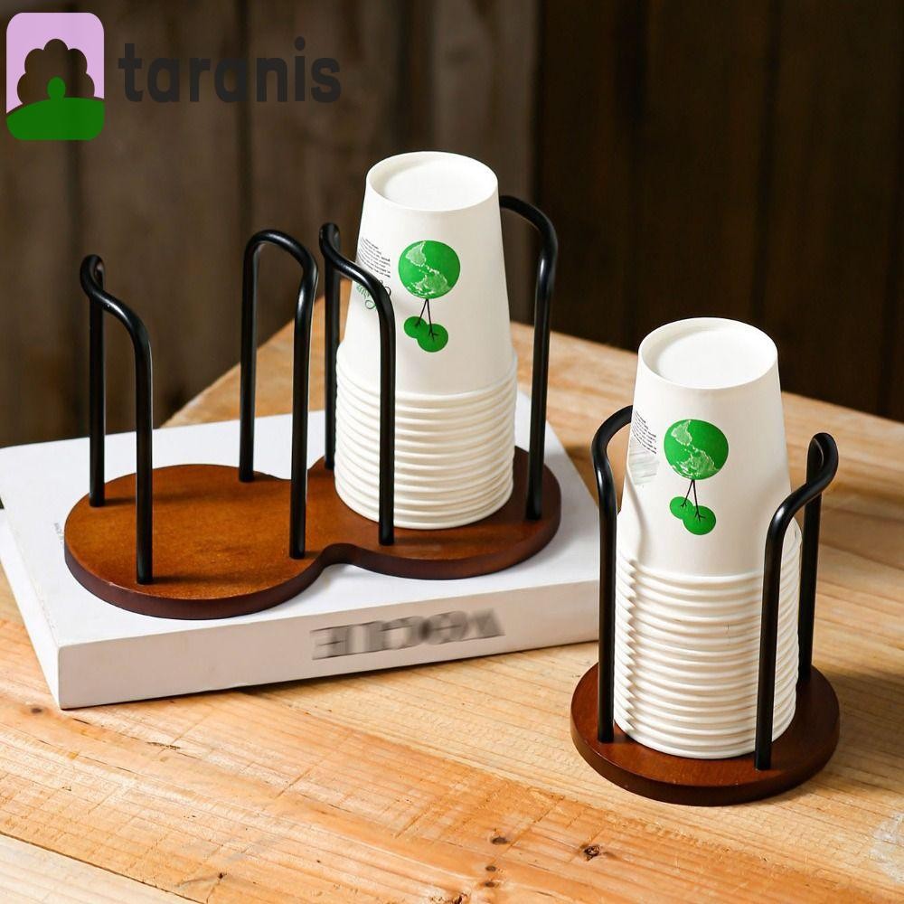 TARANIS Disposable Cup Storage Holder, Wood Brass Dust-proof Paper Cup ...
