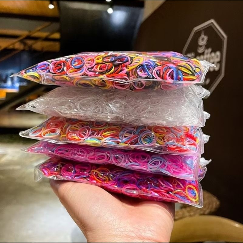 1000PCS Ikat Rambut Anak Karet Jepang Pouch Elastis Warna Model Korea Aksesoris Fashion Scrunchie Mini Lucu A190 - Gambar 2
