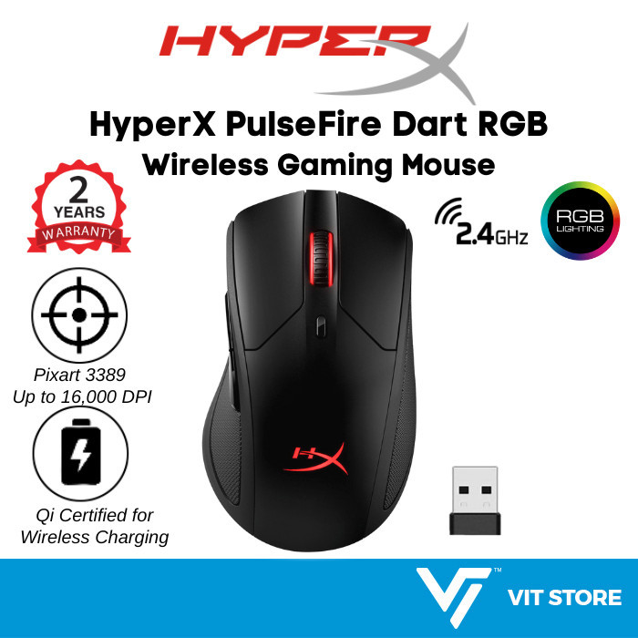 HyperX Pulsefire Dart RGB 2.4GHz Wireless Gaming Mouse (Pixart 3389 ...