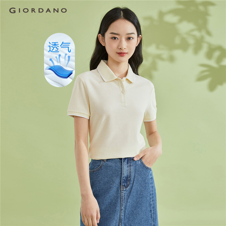 GIORDANO WOMEN Slim short sleeve pique polo shirt 05311399 Shopee Singapore