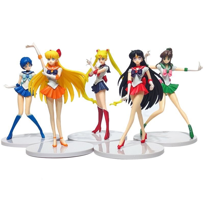5PCS 18cm Cartoon Girl Anime Sailor Moon Sailor Super Moon Figure PVC ...