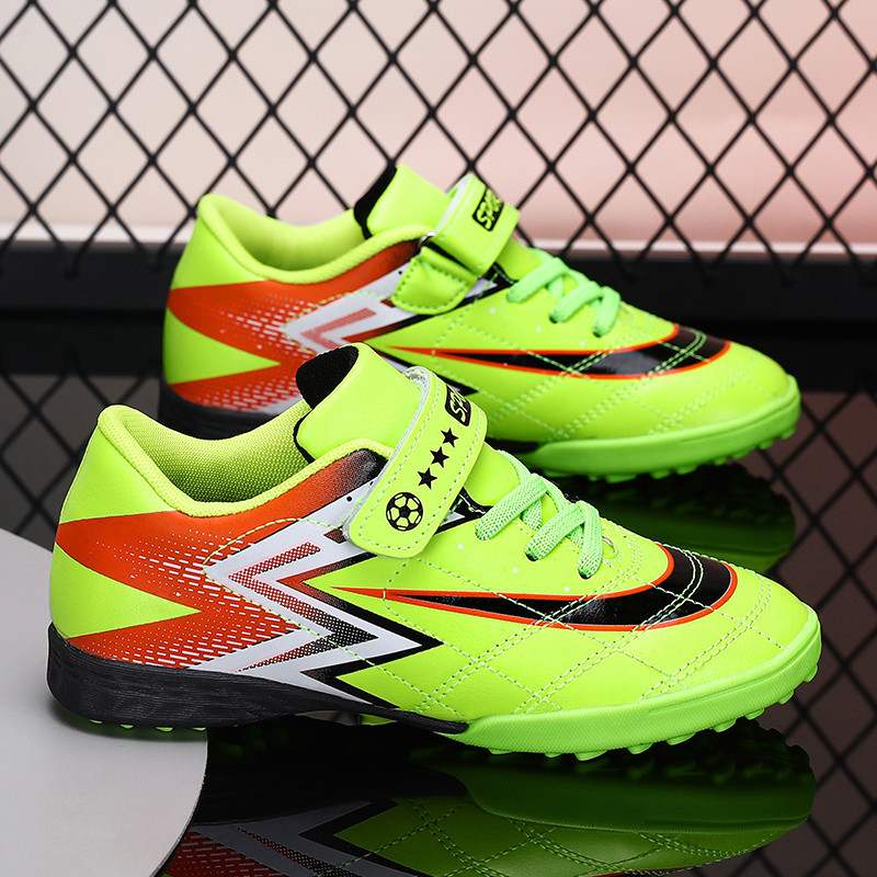 Ready Stock Elementary School Students Broken Spike Football Boots Boys Girls Training Shoes Velcro Football Boots Youth Football Competition Shoes