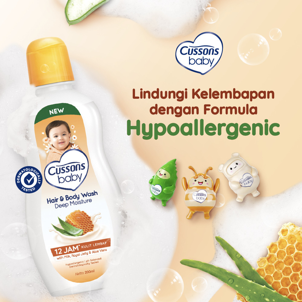 Cussons Baby Hair & Body Wash Deep Moisture - Sabun Bayi 2in1 Refill 375ml / Merah Jingga Official - Gambar 3