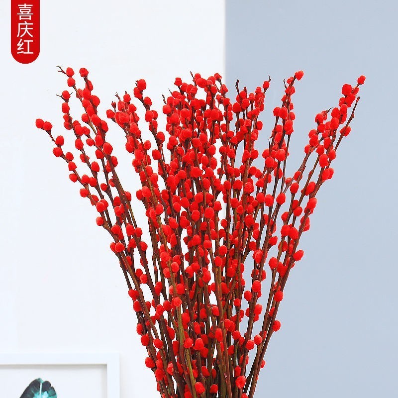 Benao White Willow Real Flower Fresh Branch Lunar New Year Flower Red ...