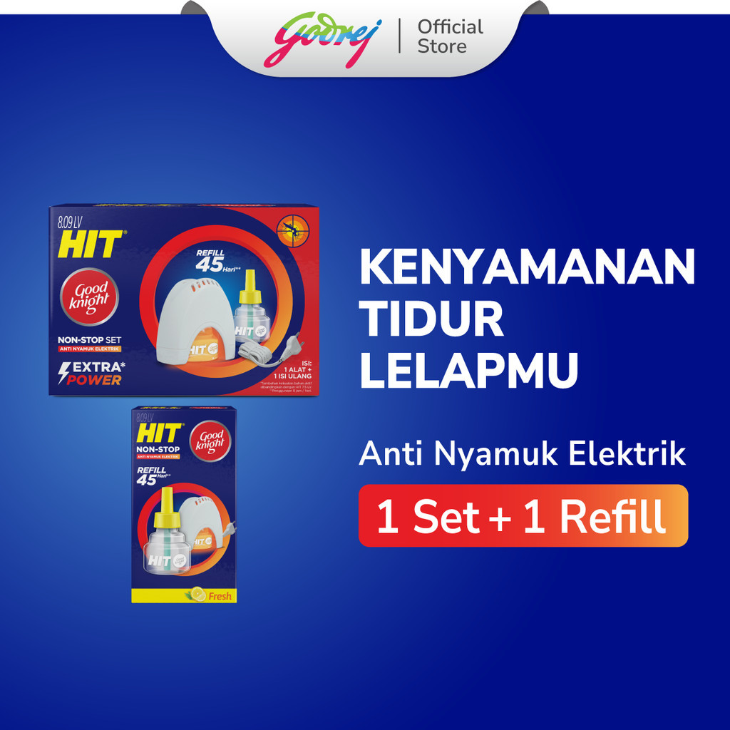 Hit Good Knight Non Stop Set + 1 Refill Fresh - Obat Nyamuk Elektrik - Bunuh Nyamuk Penyebab Demam Berdarah (DBD)