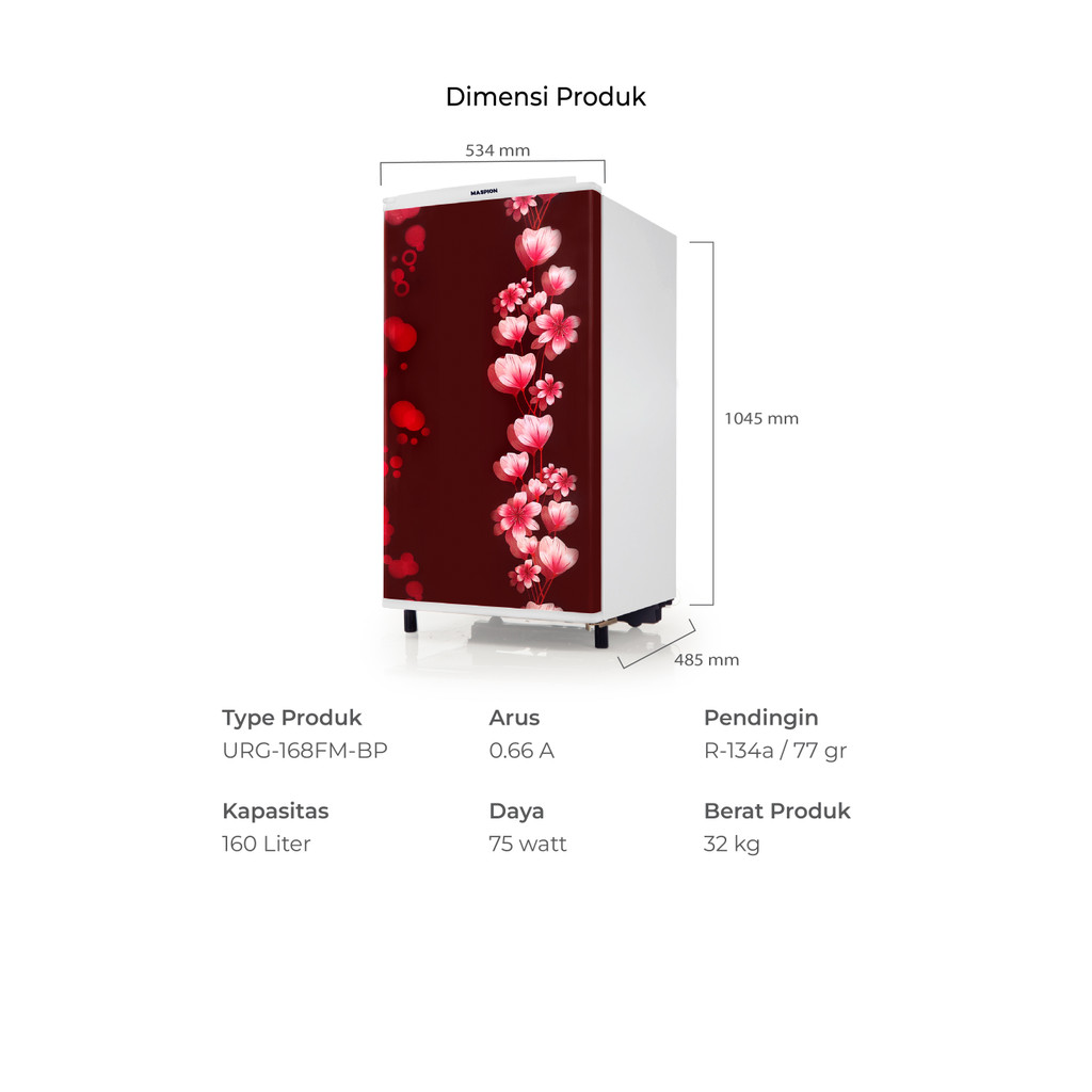 Maspion Kulkas Refrigerator Lemari ES 168 Liter URG-168 FM RP - Gambar 2
