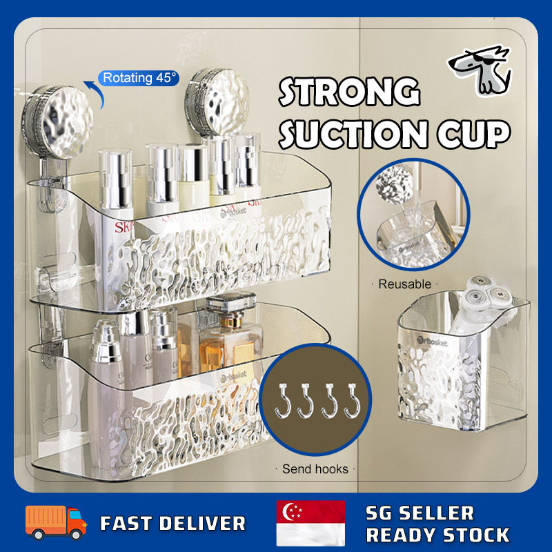 [SG Stock] Reusable Suction Cup Storage Rack bathroom rack bathroom ...