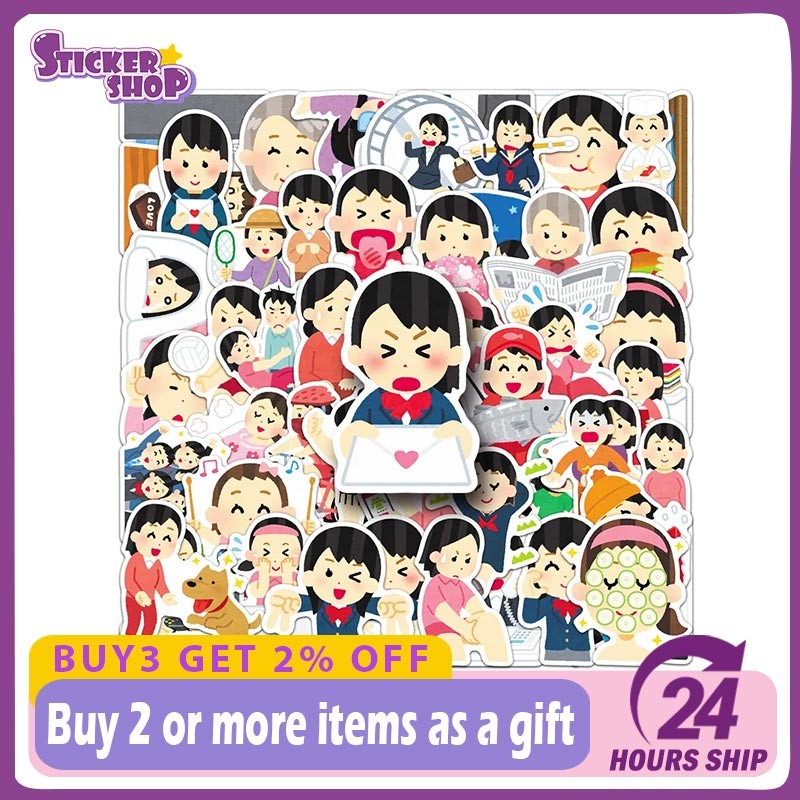 50PCS Irasutoya Stickers Japanese Illustration Graffiti Decal Phone ...