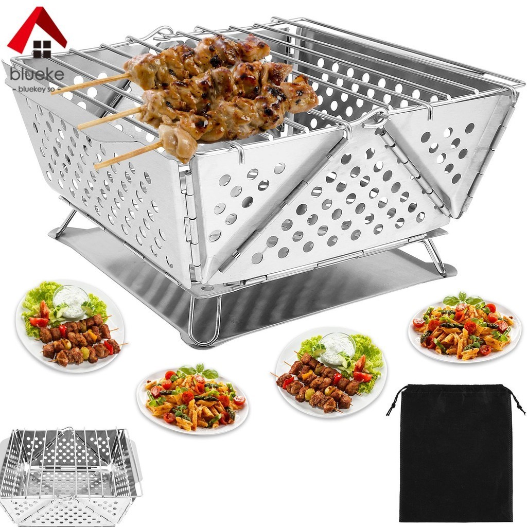 Foldable Charcoal Grill Stainless Steel Foldable Charcoal BBQ Grill ...