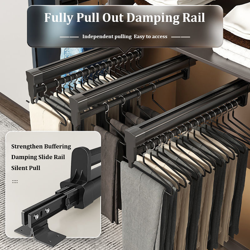 Aluminum Alloy Pants Rack Wardrobe Retractable Slide Rails Household ...