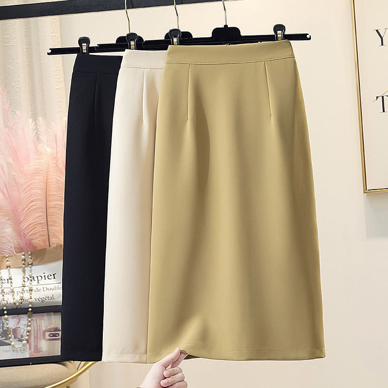 Women's Skirt Pencil Work Skirts Straight Midi Polyester Black Brown Skirts