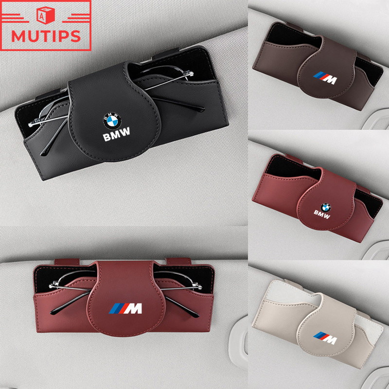 BMW Car Leather Glasses Storage Box Sun Visor Sunglasses Holder For BMW ...