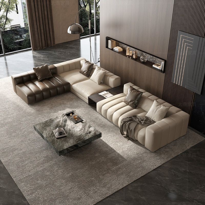 S-66/ Modern Italian Living Room Light Luxury Leather Sofa Combination ...